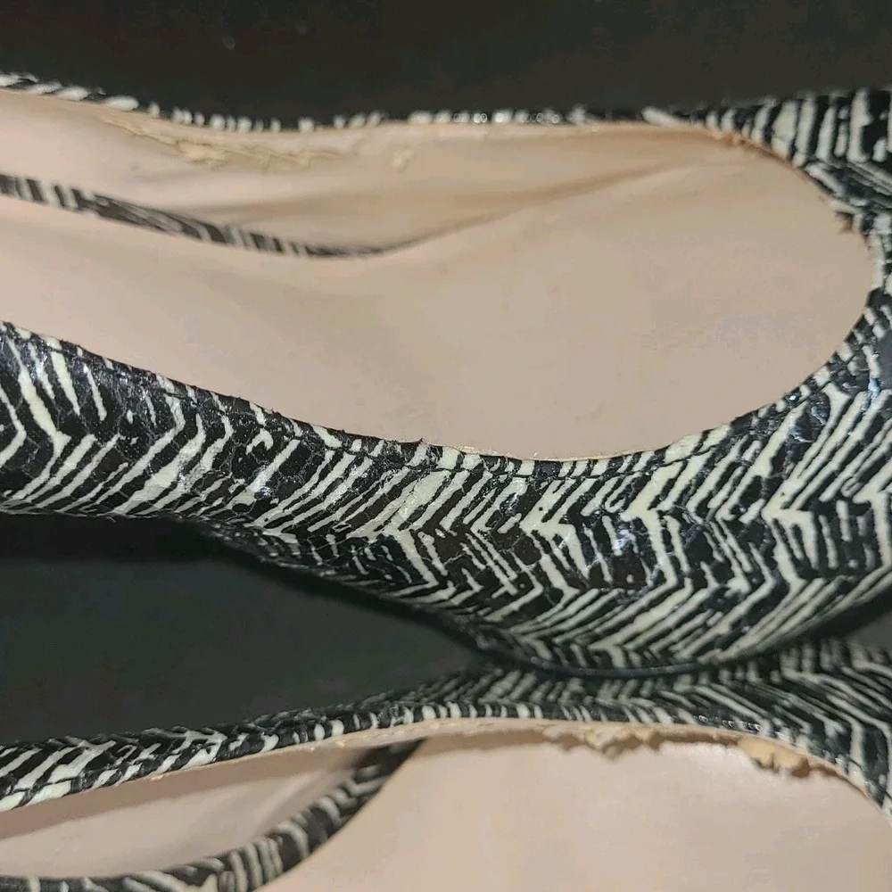 Nine West Black White Chevron Pointed Toe Heels 4